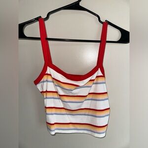Striped, tank top, multicolor, rainbow, cropped, M